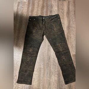 7 Souls Camo Distressed Biker Jeans – Size 38